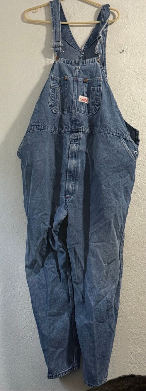Round House Brand Blue Denim Bib Overalls Unisex Workwear 54x30 jeans